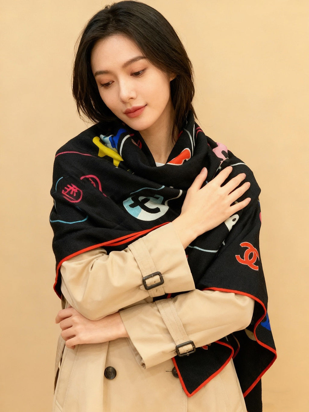 CHANEL 25S SCARF 135 CM IN CASHMERE SILK 943654