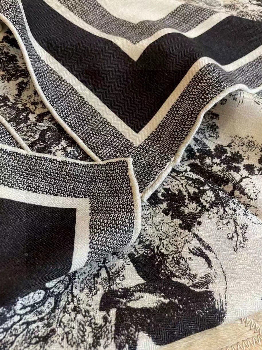 DIOR SCARF 110 CM IN COTTON-SILK FABRIC 730606