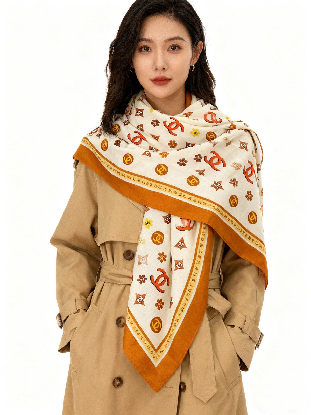CHANEL 25S SCARF 140 IN CASHMERE 931508