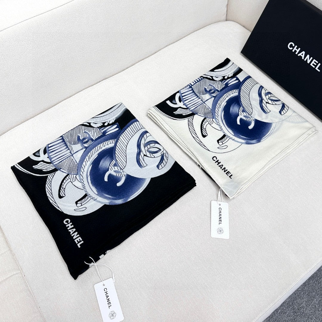 CHANEL 25S SCARF 140 IN CASHMERE SILK 642079